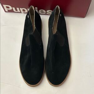 Hush Puppies Black Suede Ankle Booties